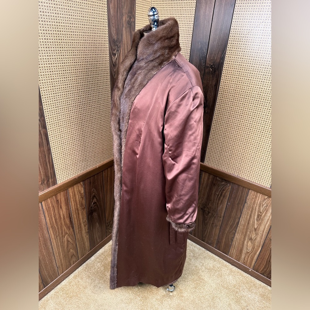 LABELLE FOURRURE FULL LENGTH BROWN RANCH MINK FUR COAT JACKET SIZE 2XL - Picture 9 of 11